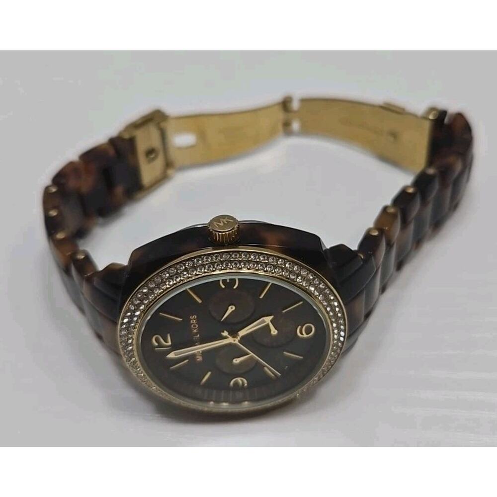 Michael Kors-MK5086 Boyfriend Gold/Tortoise Shell Women's Watch New Battery W120 - Picture 8 of 9